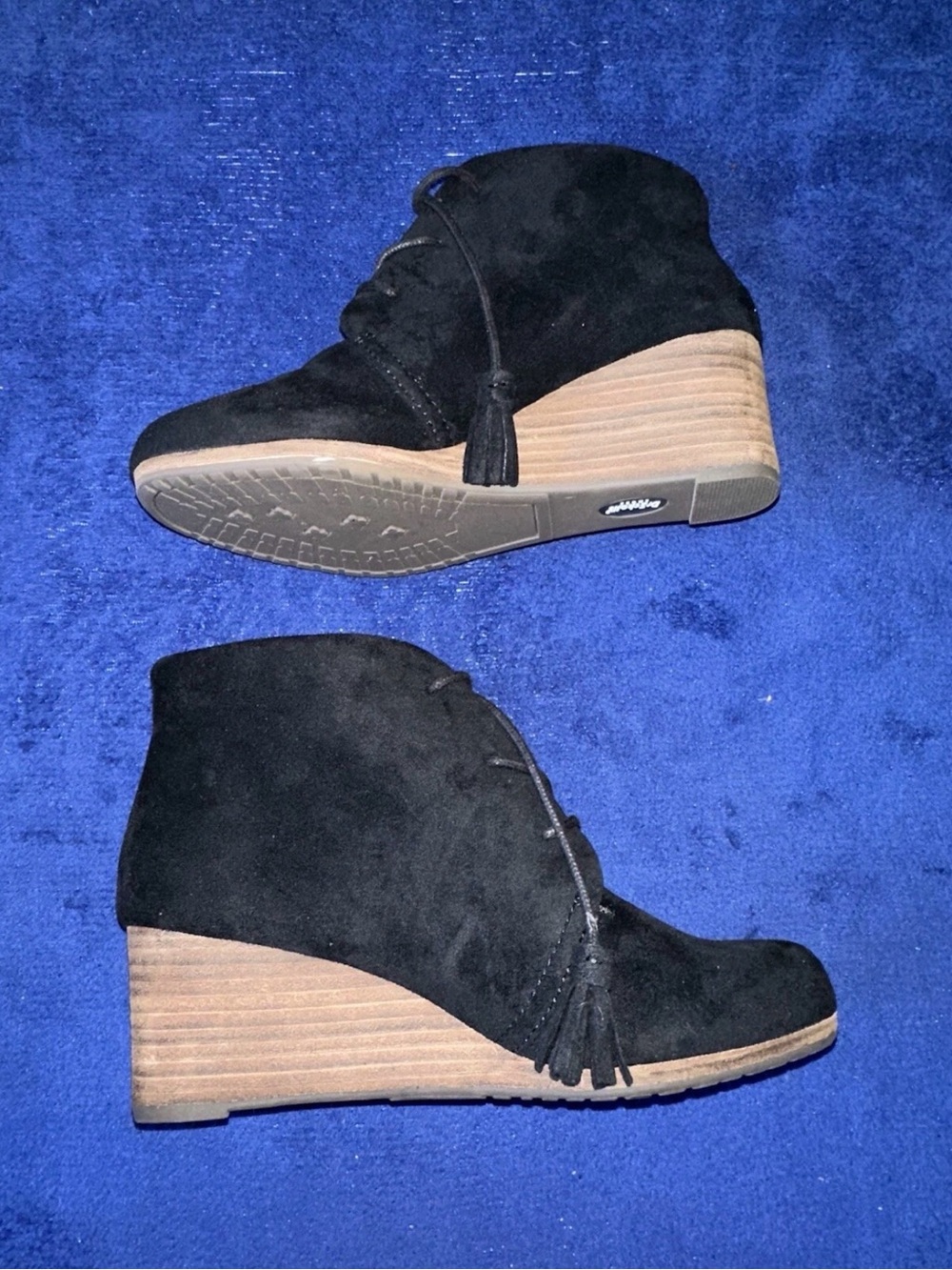 Dr Scholl’s Memory Foam Wedge Bootie Womens Size 7 Black Suede